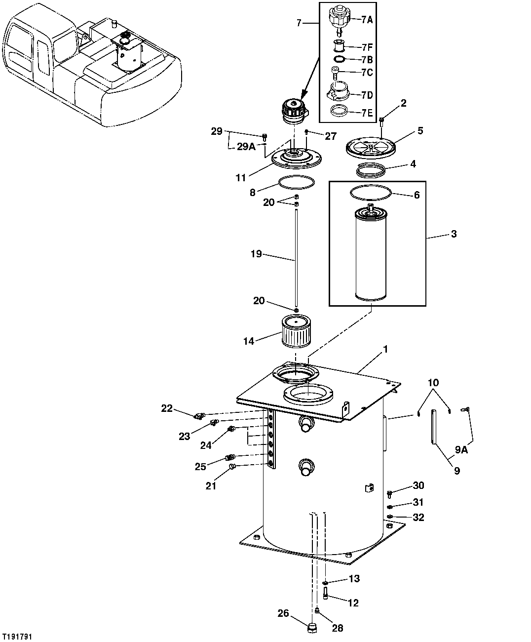 HYDRAULIC OIL RESERVOIR, FILTERS, AND SENSOR