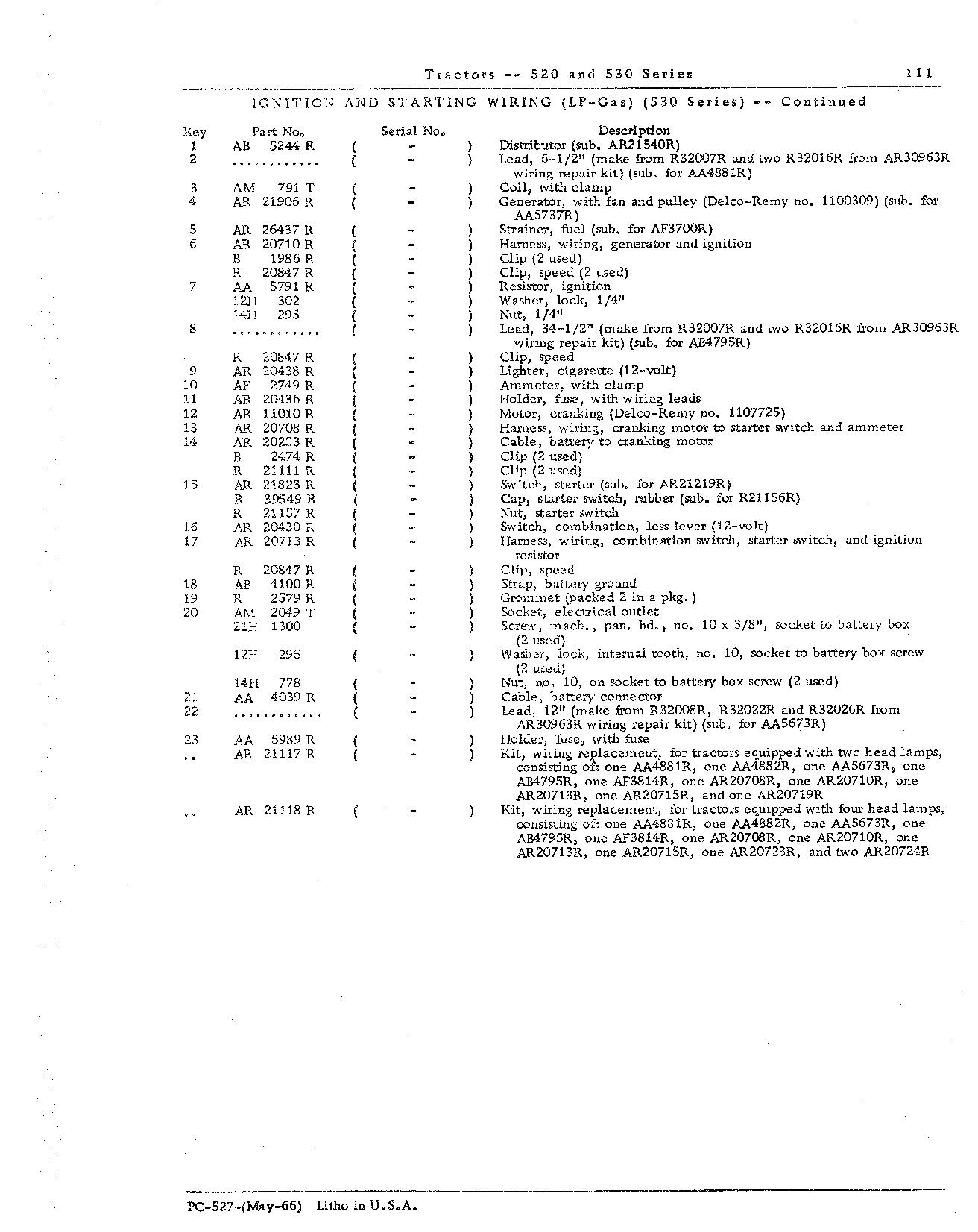 Generator Ignition and starting wiring (Continued)