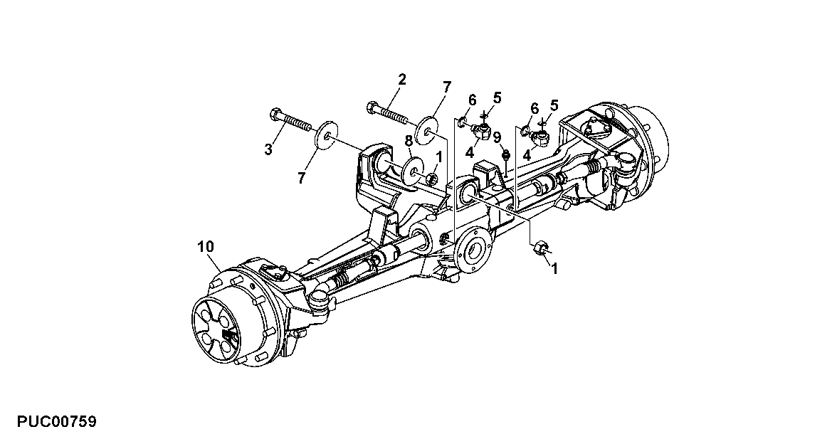 Front Axle MFWD Assy (ZF Axle) (6110B) ( - 000035)