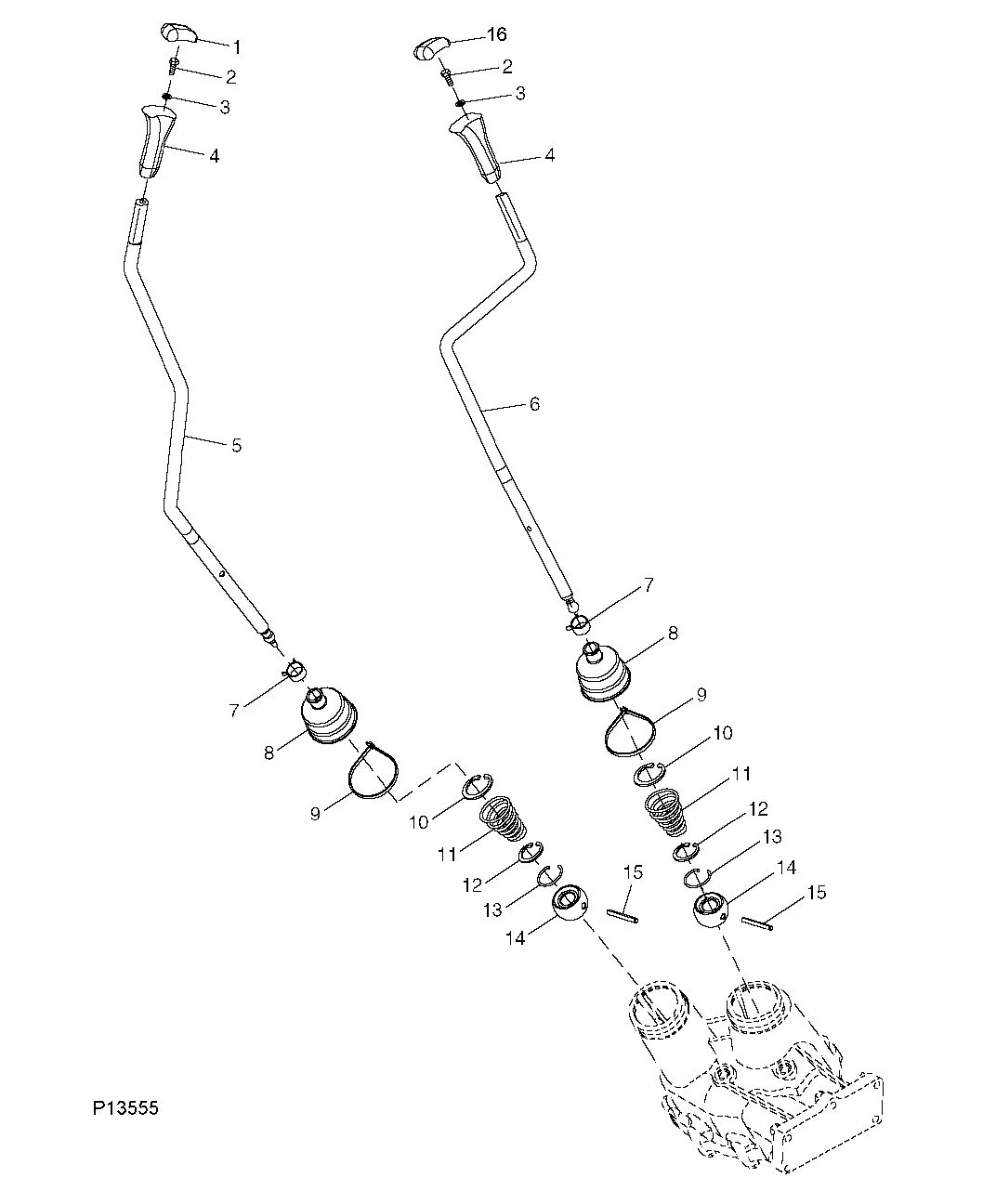 BOTH RANGE AND GEAR SHIFT LEVERS ON R.H. SIDE