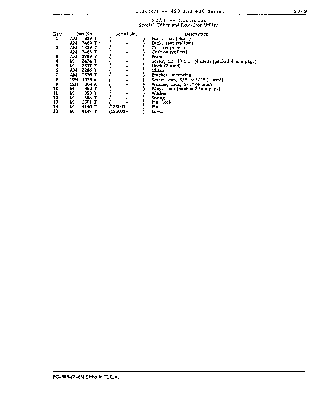 Frame, seat (I and W) (Continued)