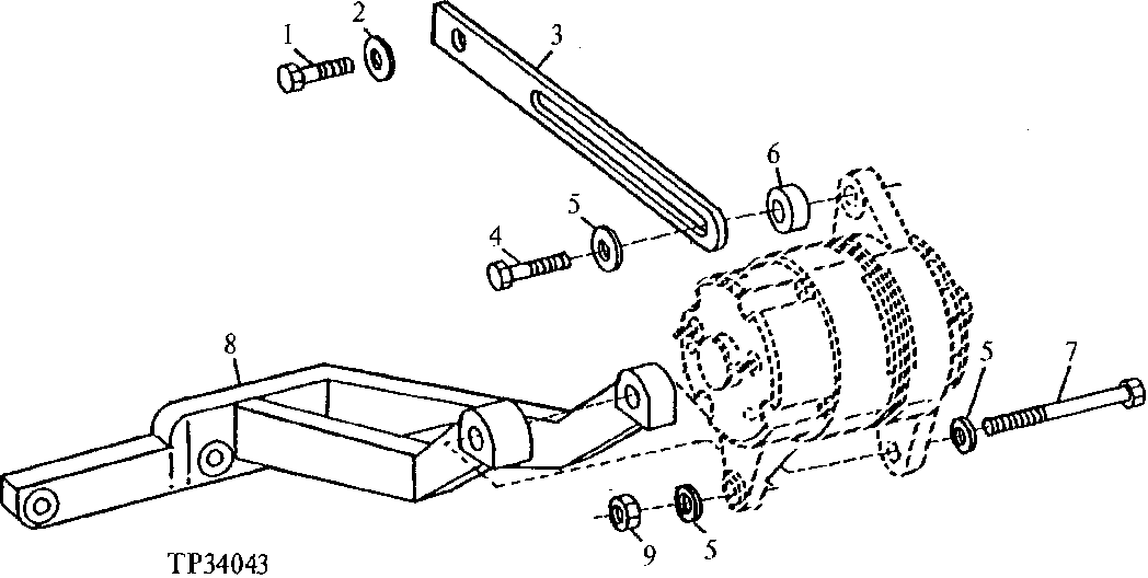 Alternator Mounting Bracket and Adjusting Strap (644E)