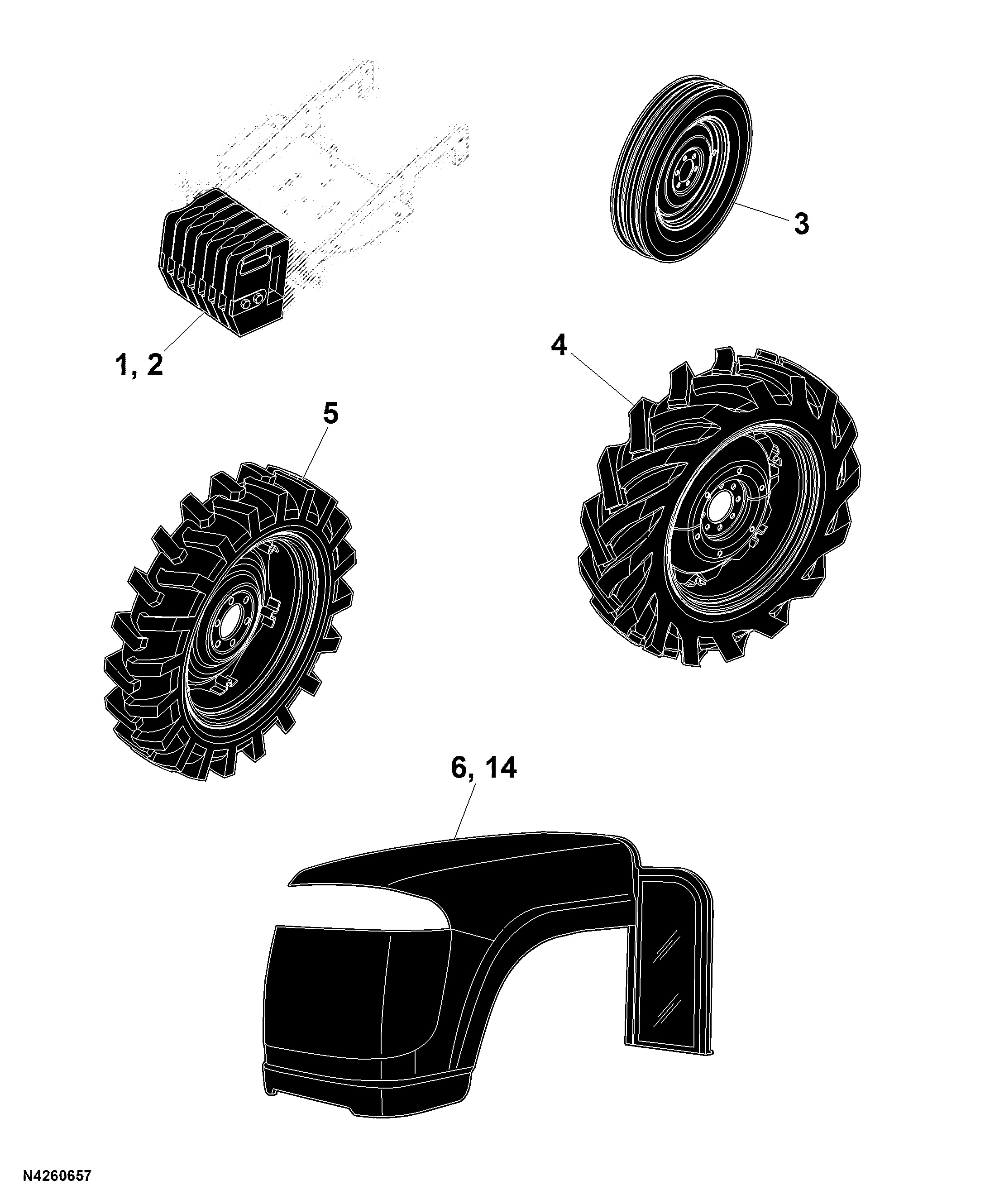 80 Wheels, Non-Powered Axles, Sheet metal JD450