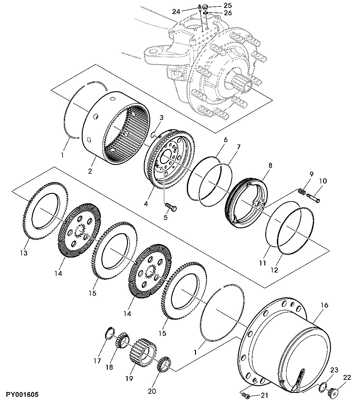 MFWD Axle 745 / 750, Planetary Drive with Disk Brake