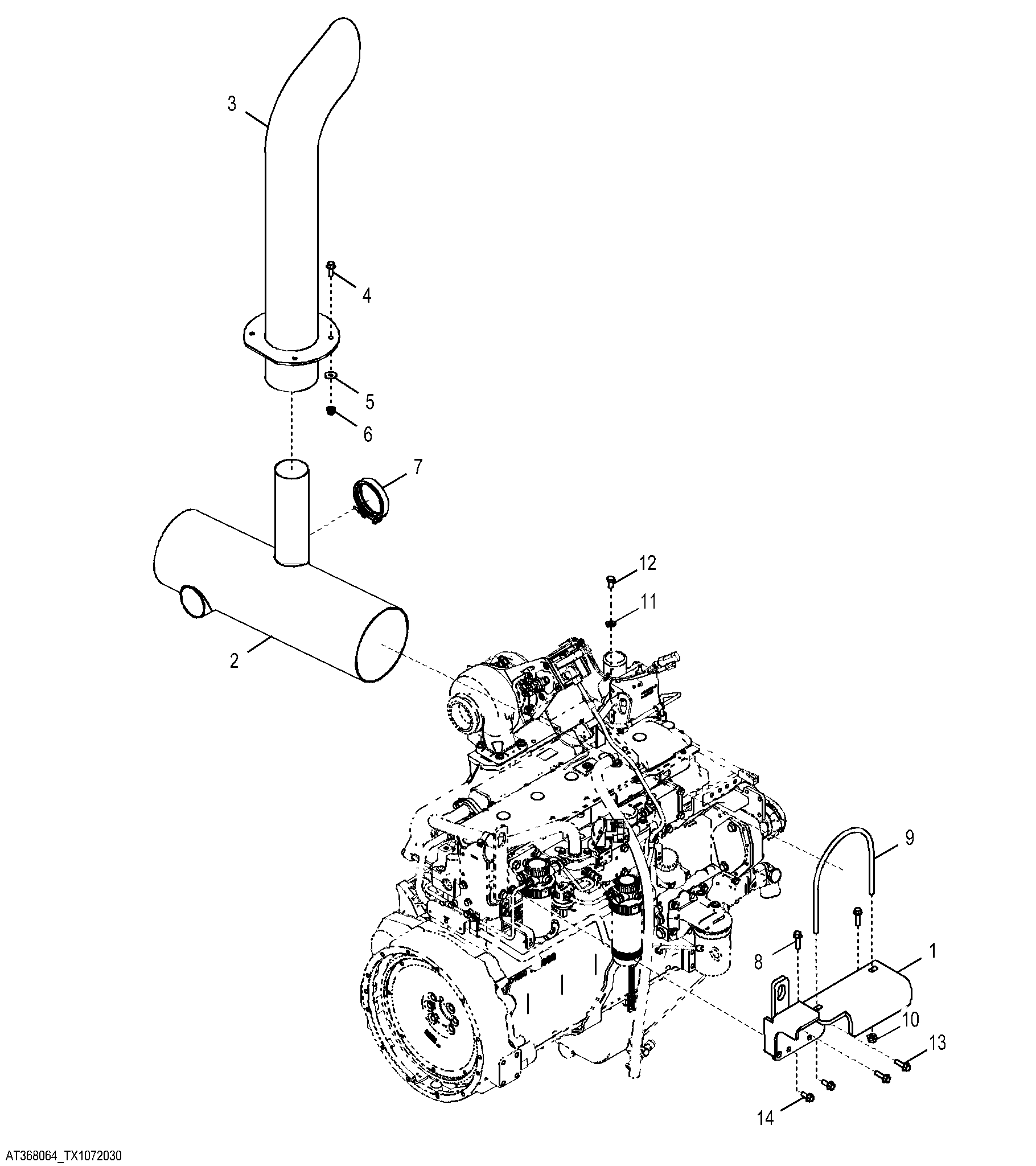 Muffler and Chrome Exhaust Pipe (Engine 6068HDW83)