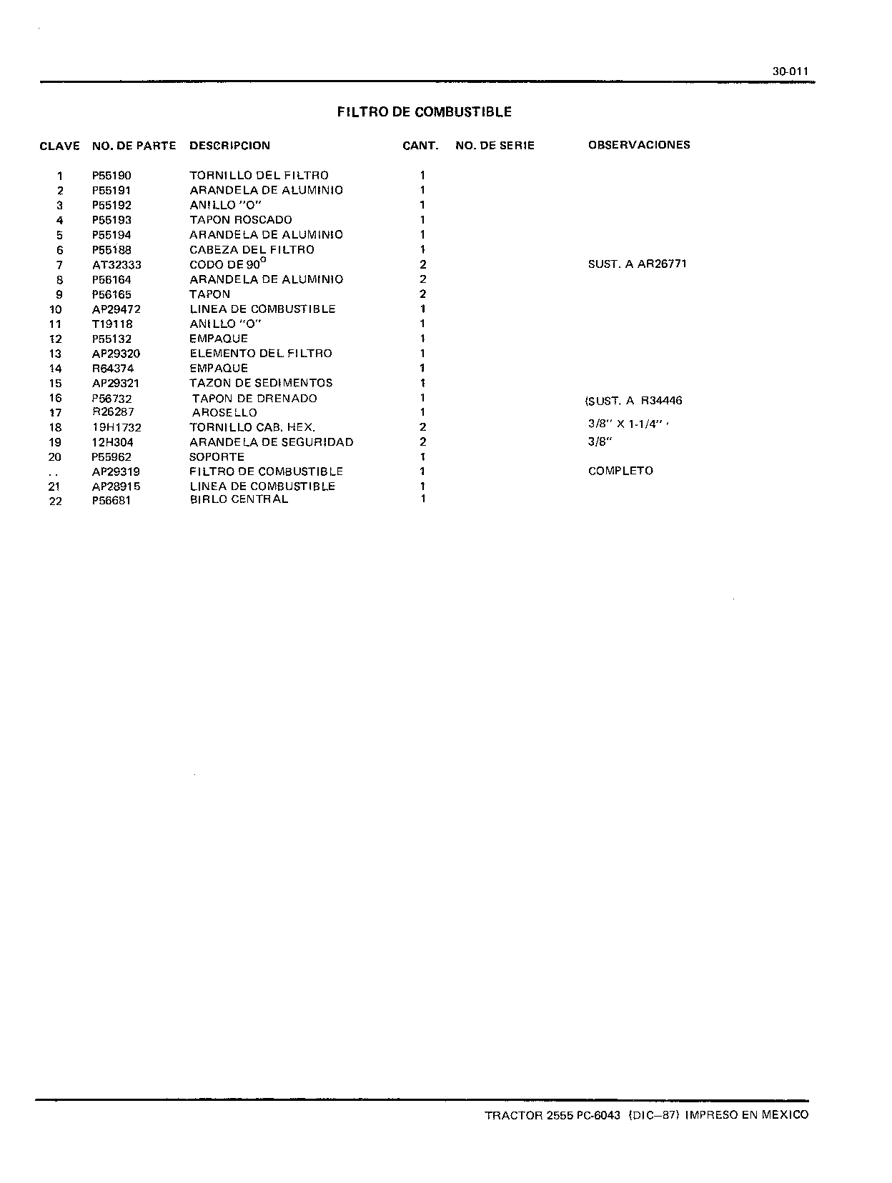 Filtro de Combustible (Continued)