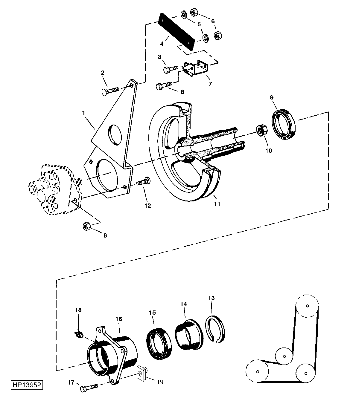 REEL / BELT PICKUP CHARGE PUMP MOUNTING AND SHEAVE