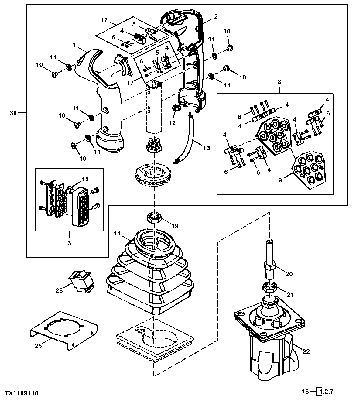 Measuring System Joystick Components, Right (RH)