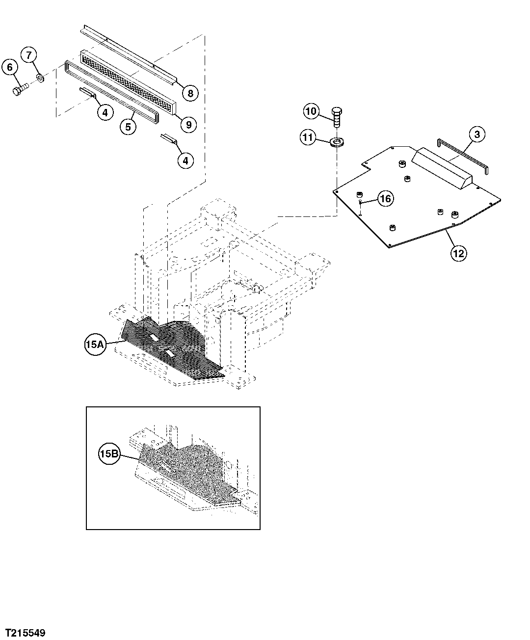 CAB PLATFORM FLOOR PLATE, MATS AND AIR FILTER (S.N. -007908)