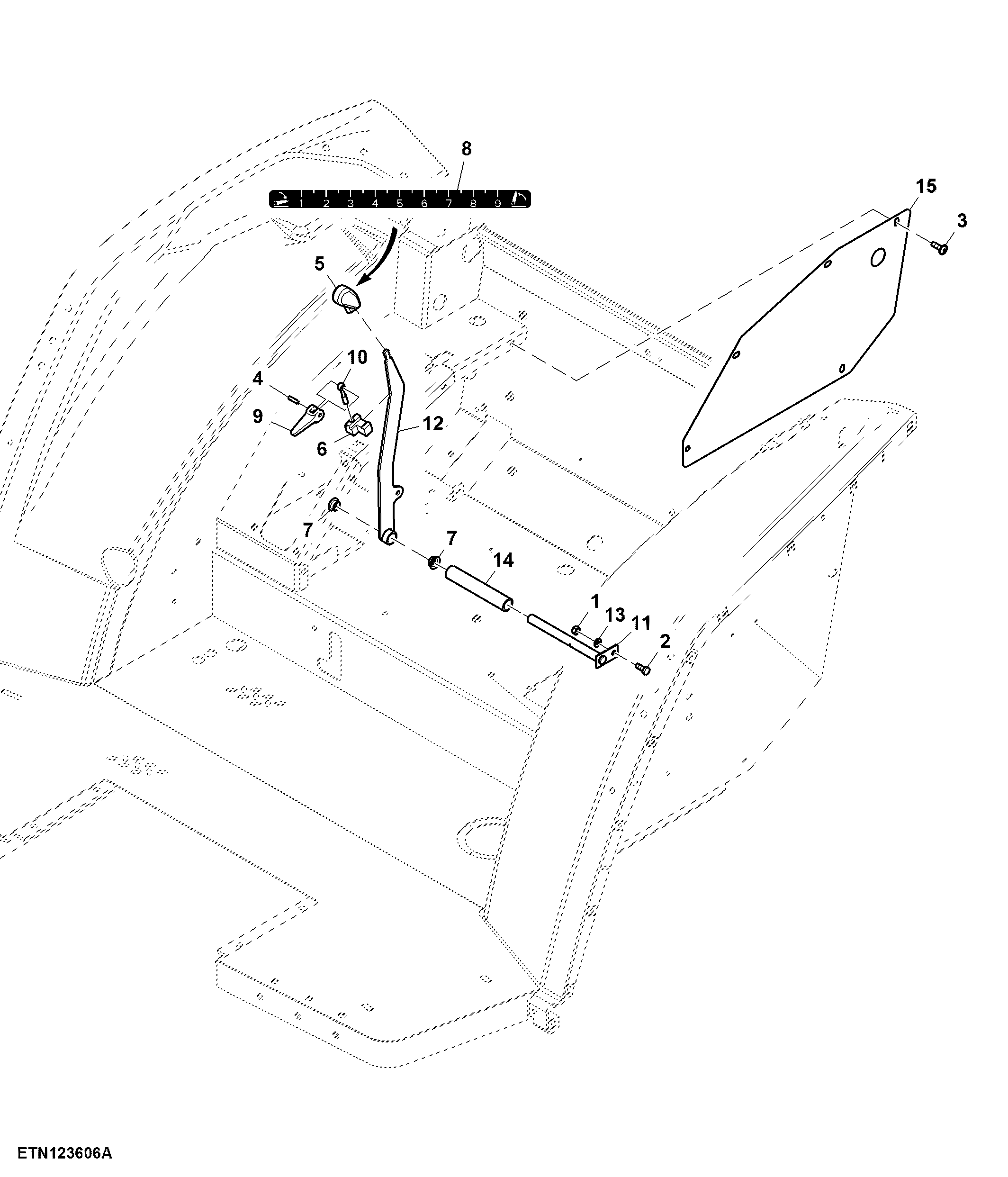Rear Hitch Control Lever, W/O Draft Sense, OOS