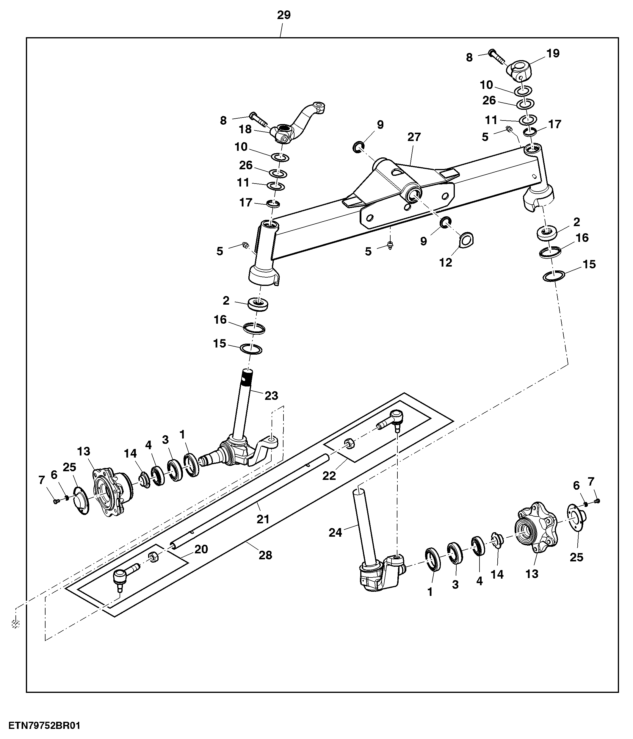 Front Axle, Mechanical Steering, Fixed (007320 - )