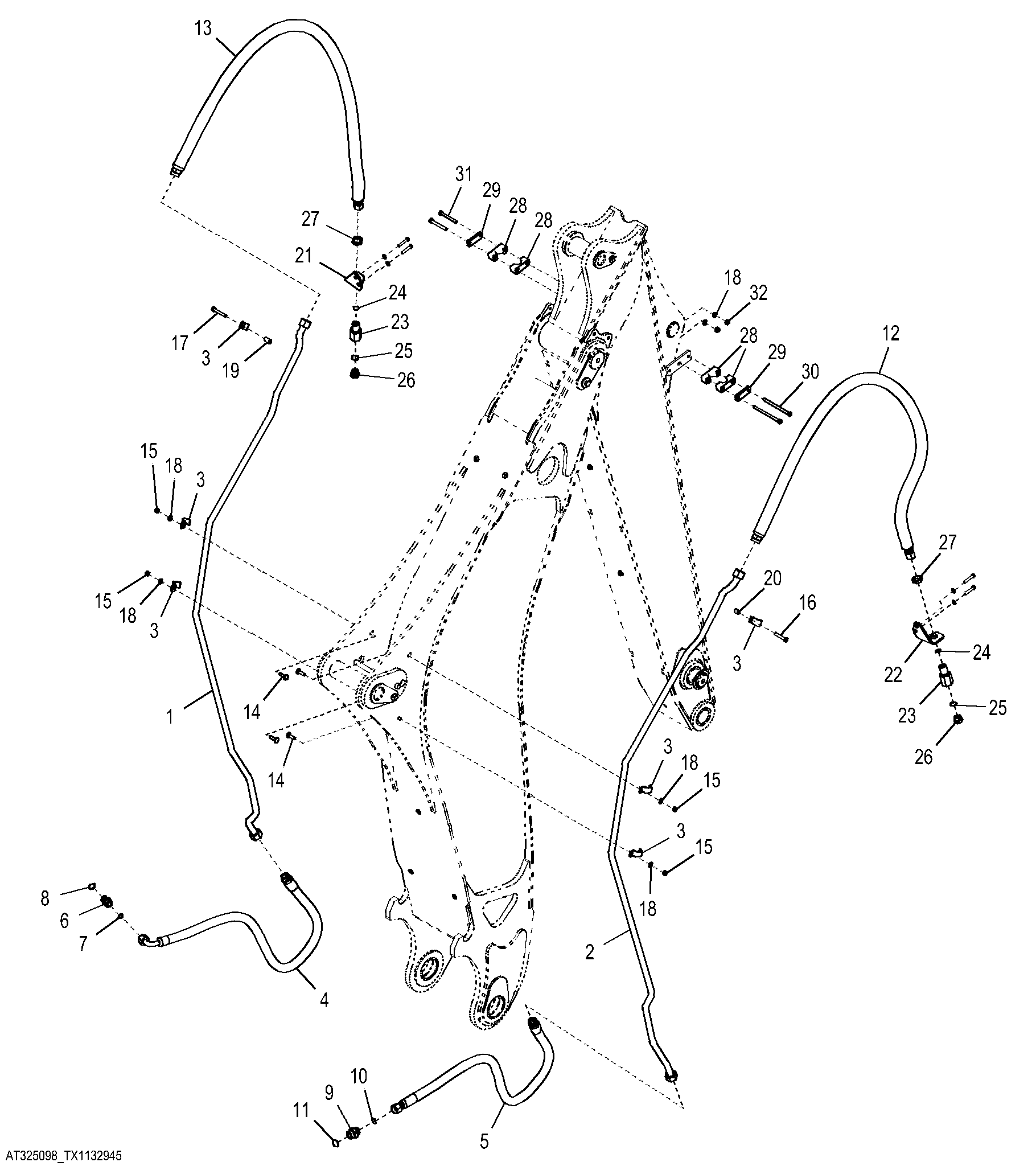 Auxiliary Equipment Hydraulic Hoses and Oil Lines (Standard Dipperstick)