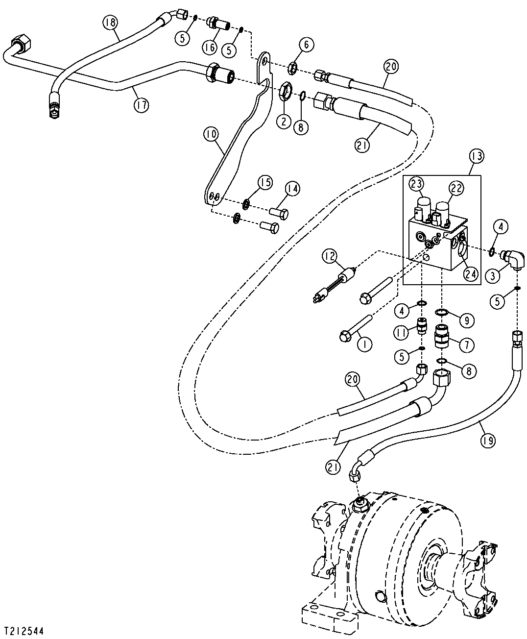 PARK BRAKE SOLENOID VALVE AND HYDRAULIC LINES