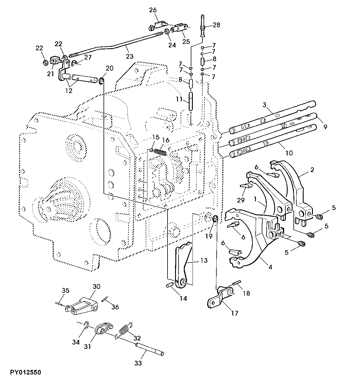 SHIFTER SHAFTS (WITH MECHANICAL REVERSER CONTROL)