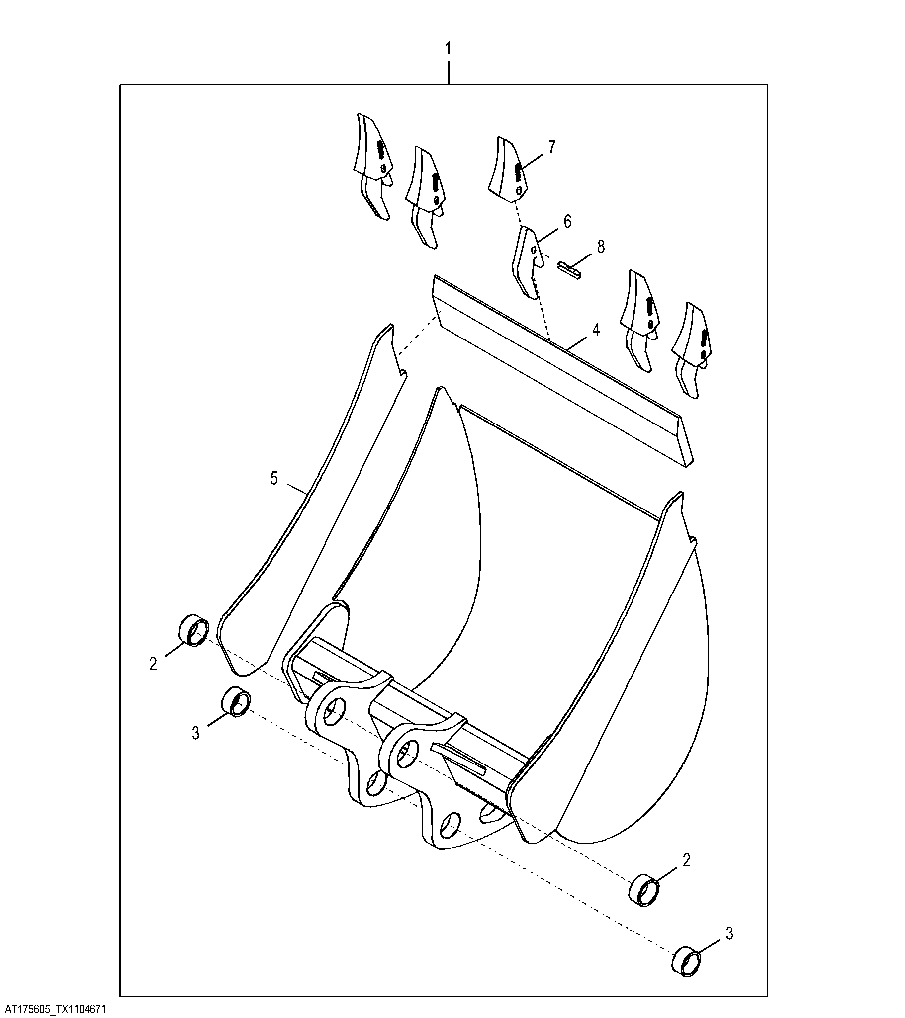 Heavy Duty Bucket with TF Teeth 76.20 cm (30.00 in) 0.283 m³ (10.00 ft³)