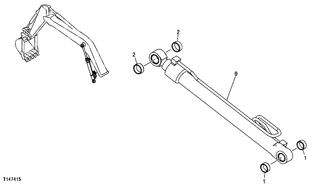 LEFT BOOM CYLINDER WITH BUSHINGS