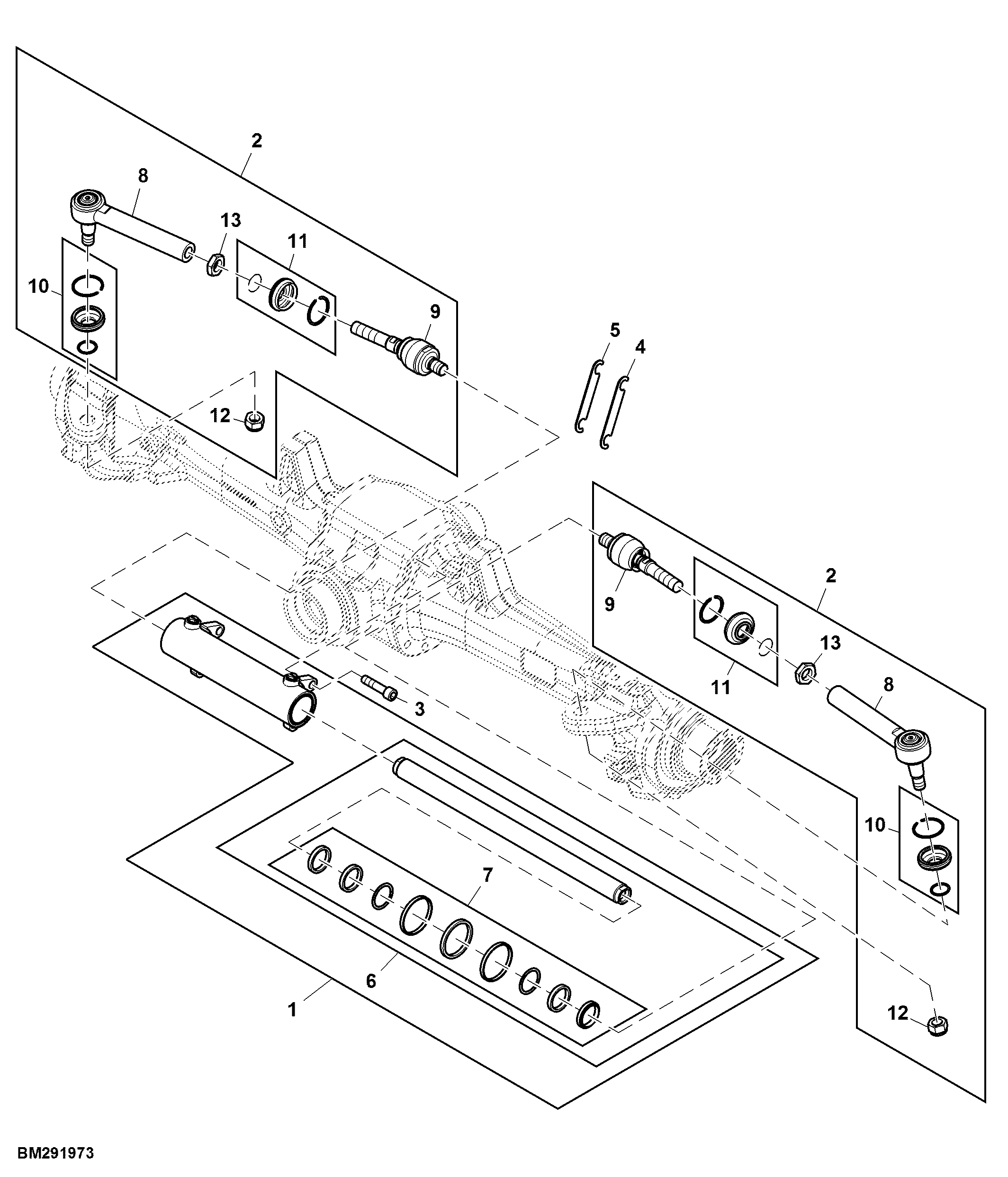 Steering Cylinders, Front Axle, MFWD (DANA)