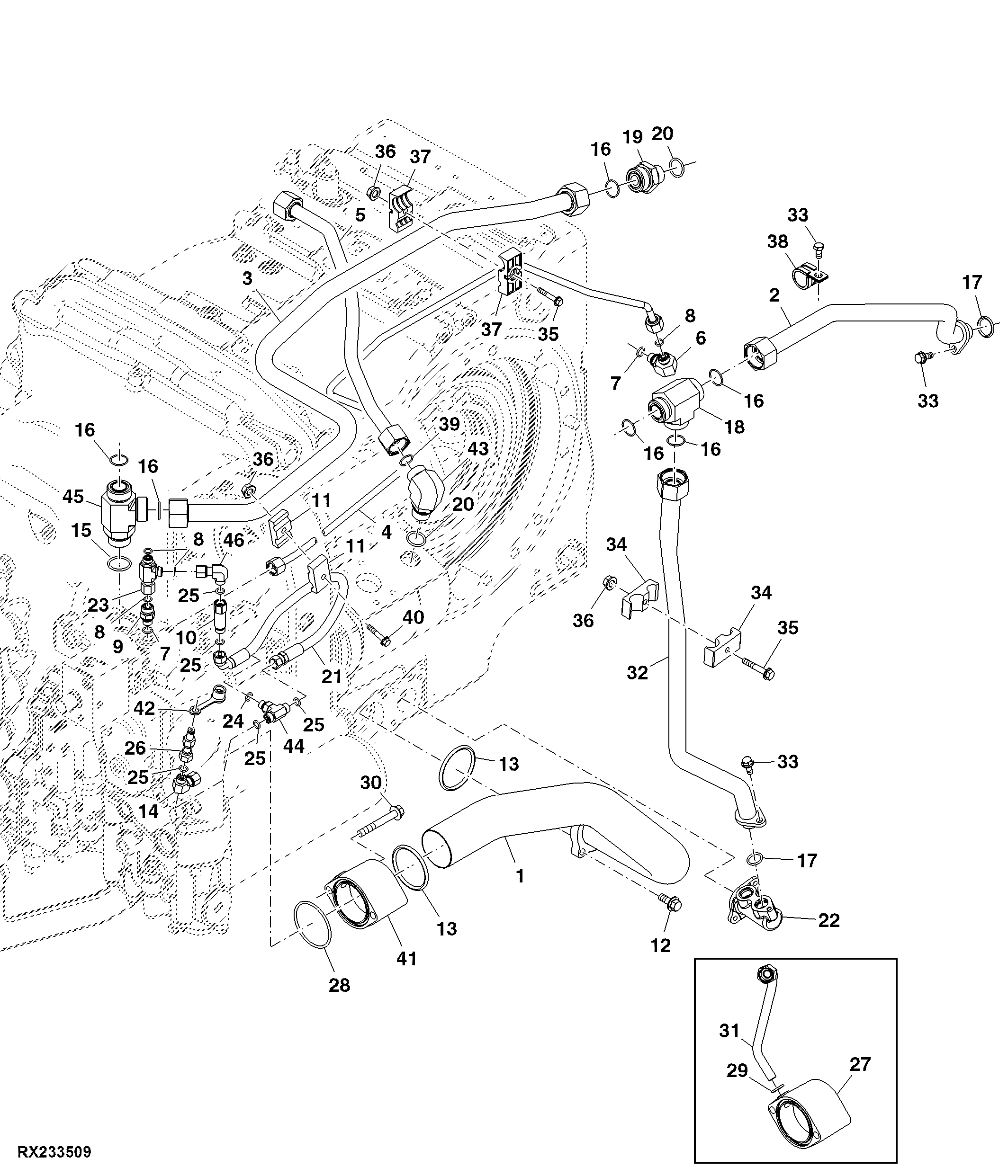 Lines, Hydraulic Pump, W / TLS™, W / Mid Stack, IVT™, 472 mm Axle