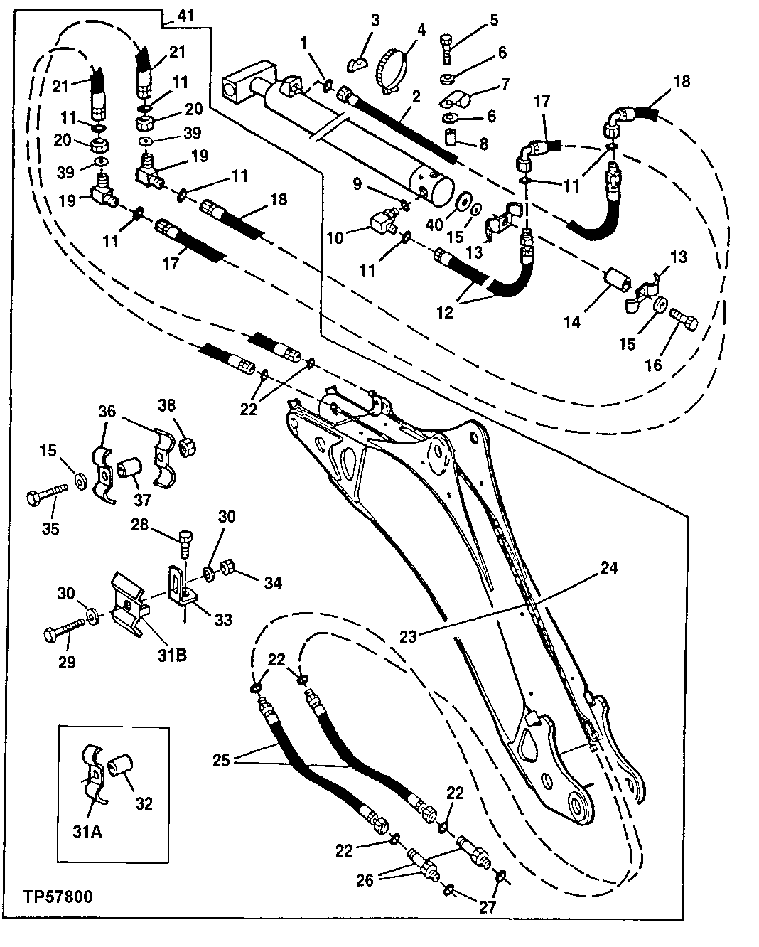 Extension Cylinder Hydraulics (Extendable Dipperstick)