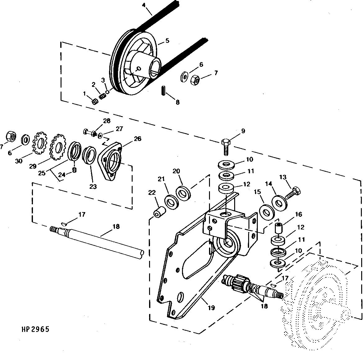 FEEDER HOUSE LOWER SHAFT, SHEAVE AND MOUNTINGS