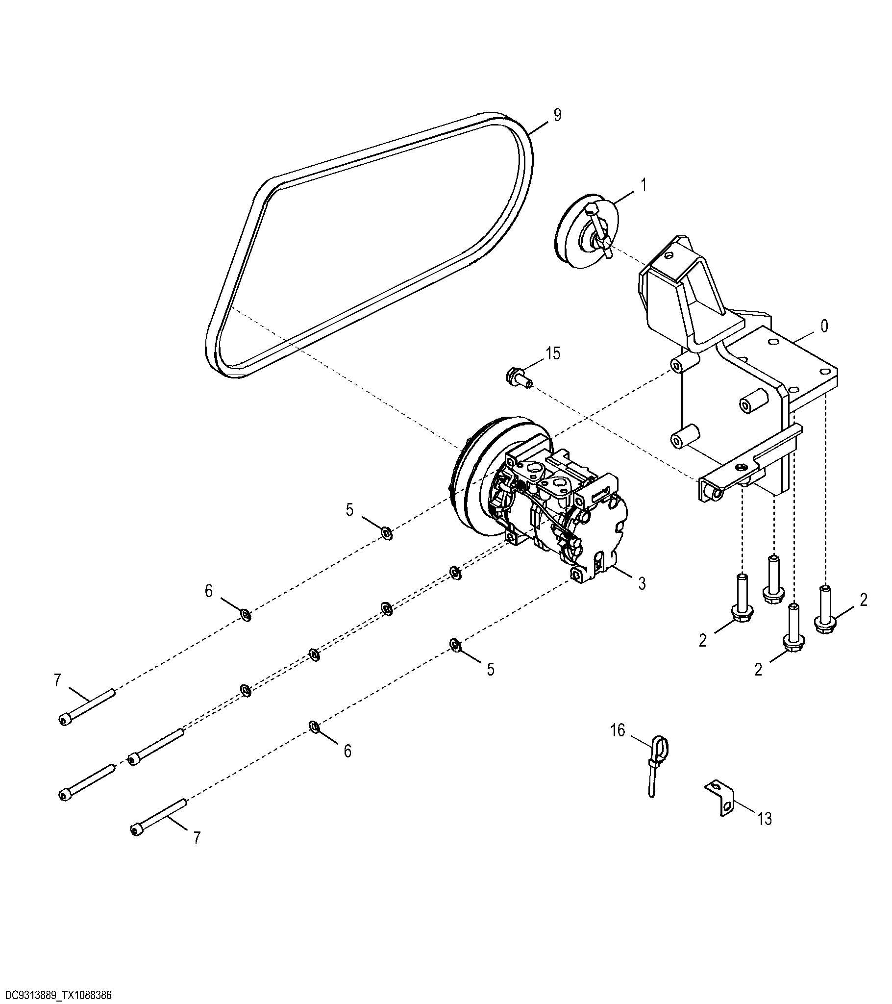 Air Conditioner Compressor Mounting and Drive Belt
