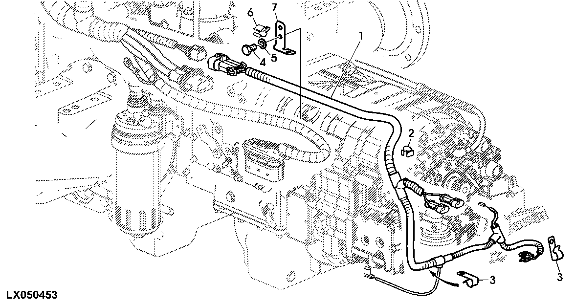 TRANSMISSION HARNESS, FRONT (OPEN OPERATOR'S STATION)