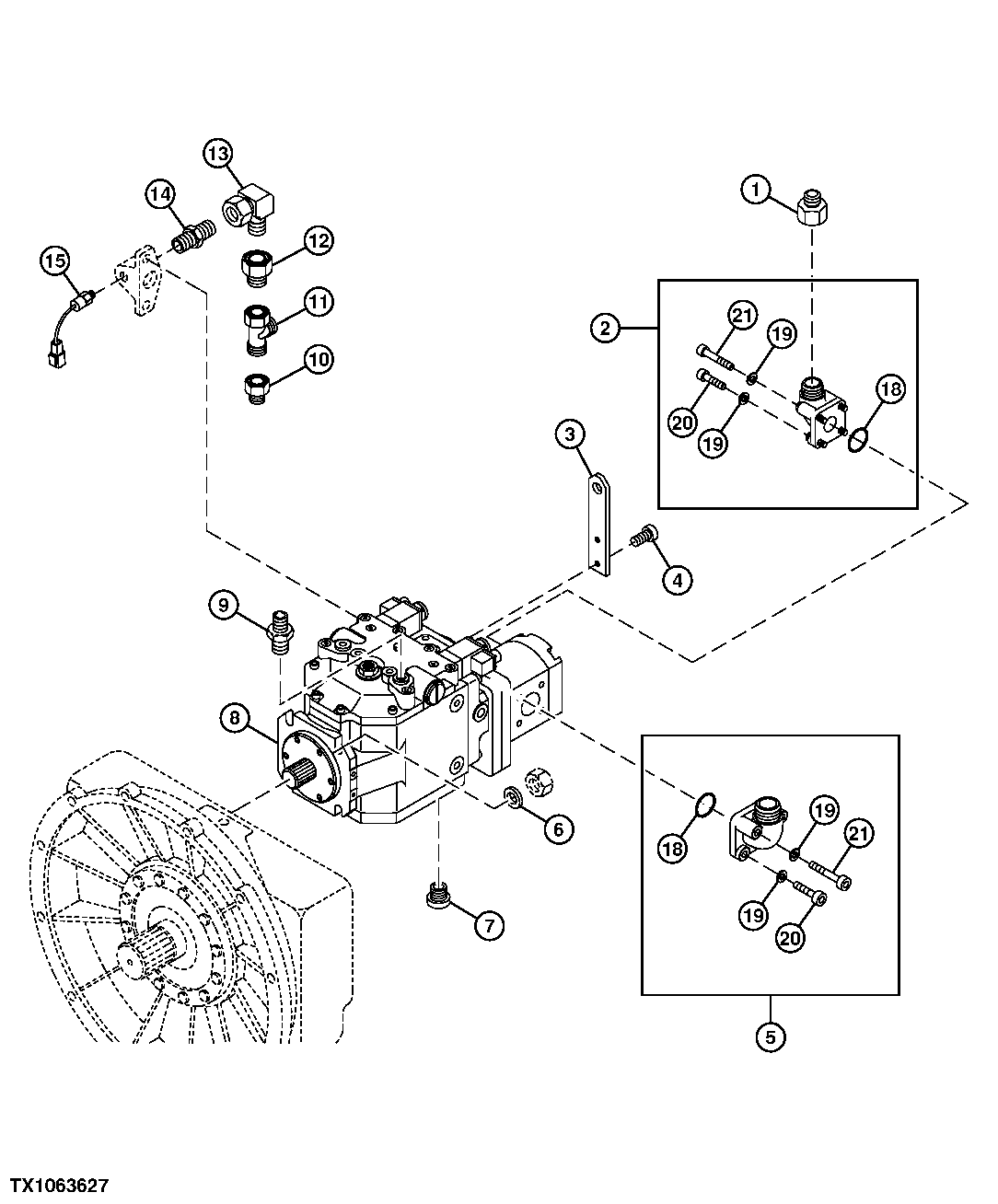 LH, Hydrostatic Pump with Transmission Charge Pump ( - 006199)