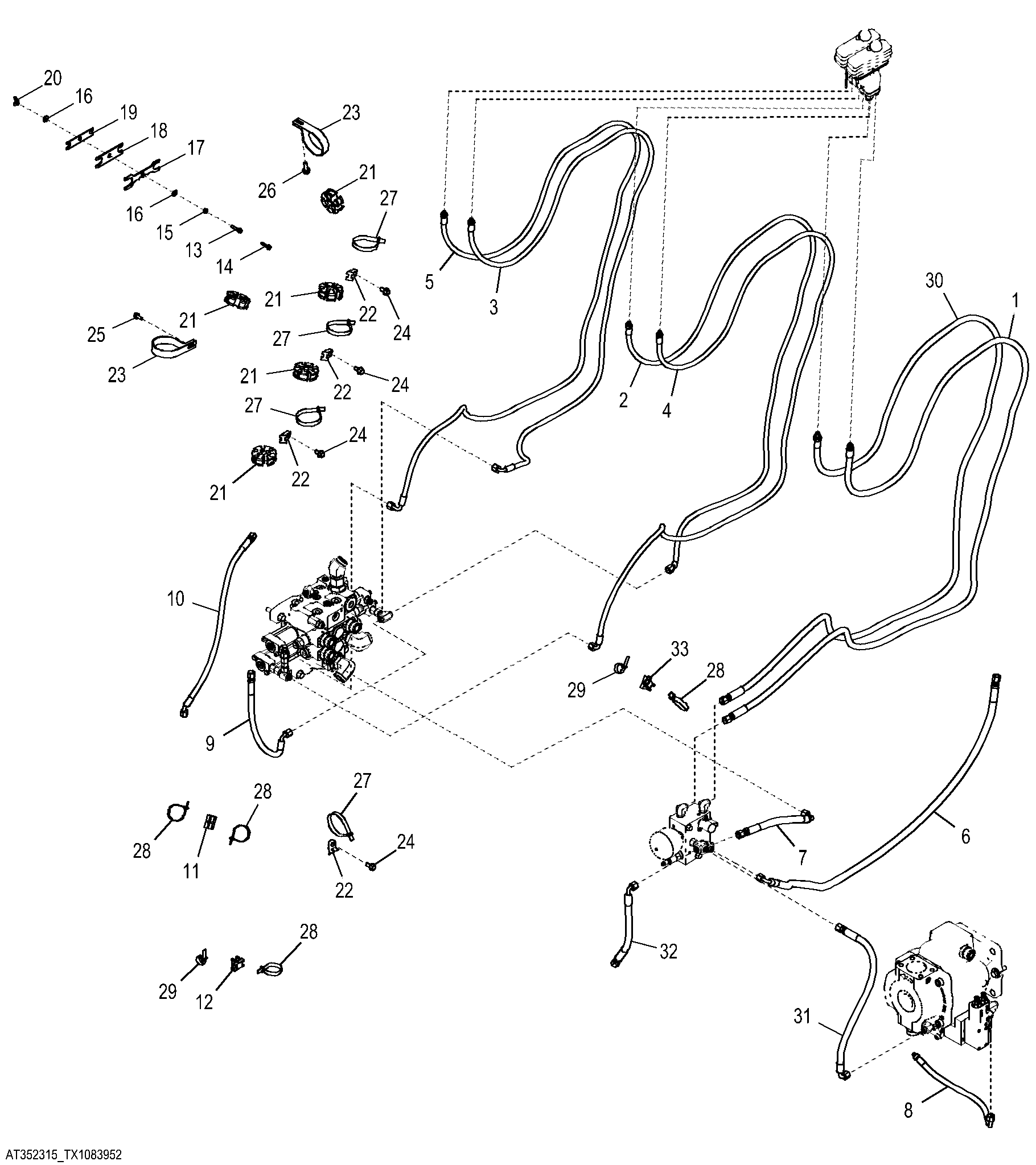 Pilot Plumbing 2-Lever, w/o Front Hydraulics
