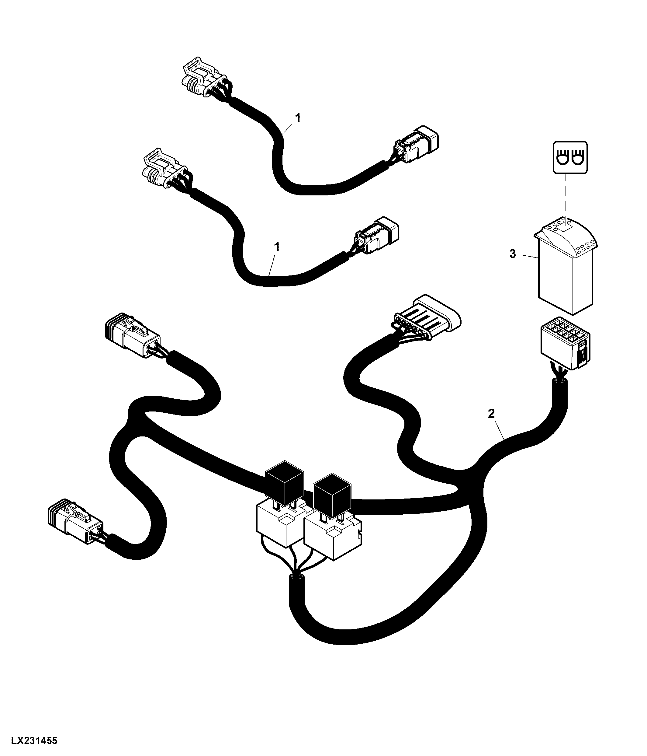 Wiring Harness, Front, Work Lights, H4