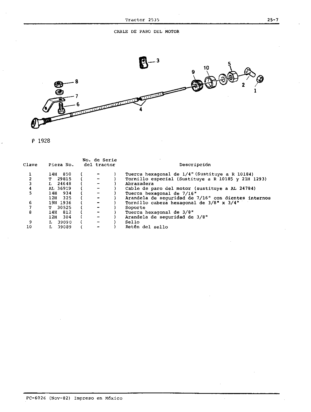 Cable de Paro del Motor