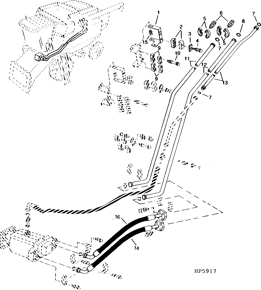 Hydrostatic Drive Oil Lines And Hoses, Lower, Sidehill ( - 655200)