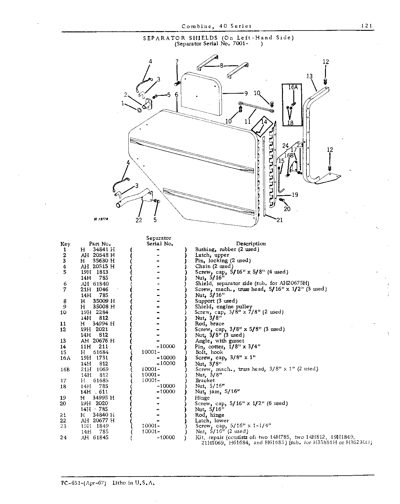 Seperator Frame Angles; Front, Side, and Top Sheets (Continued)