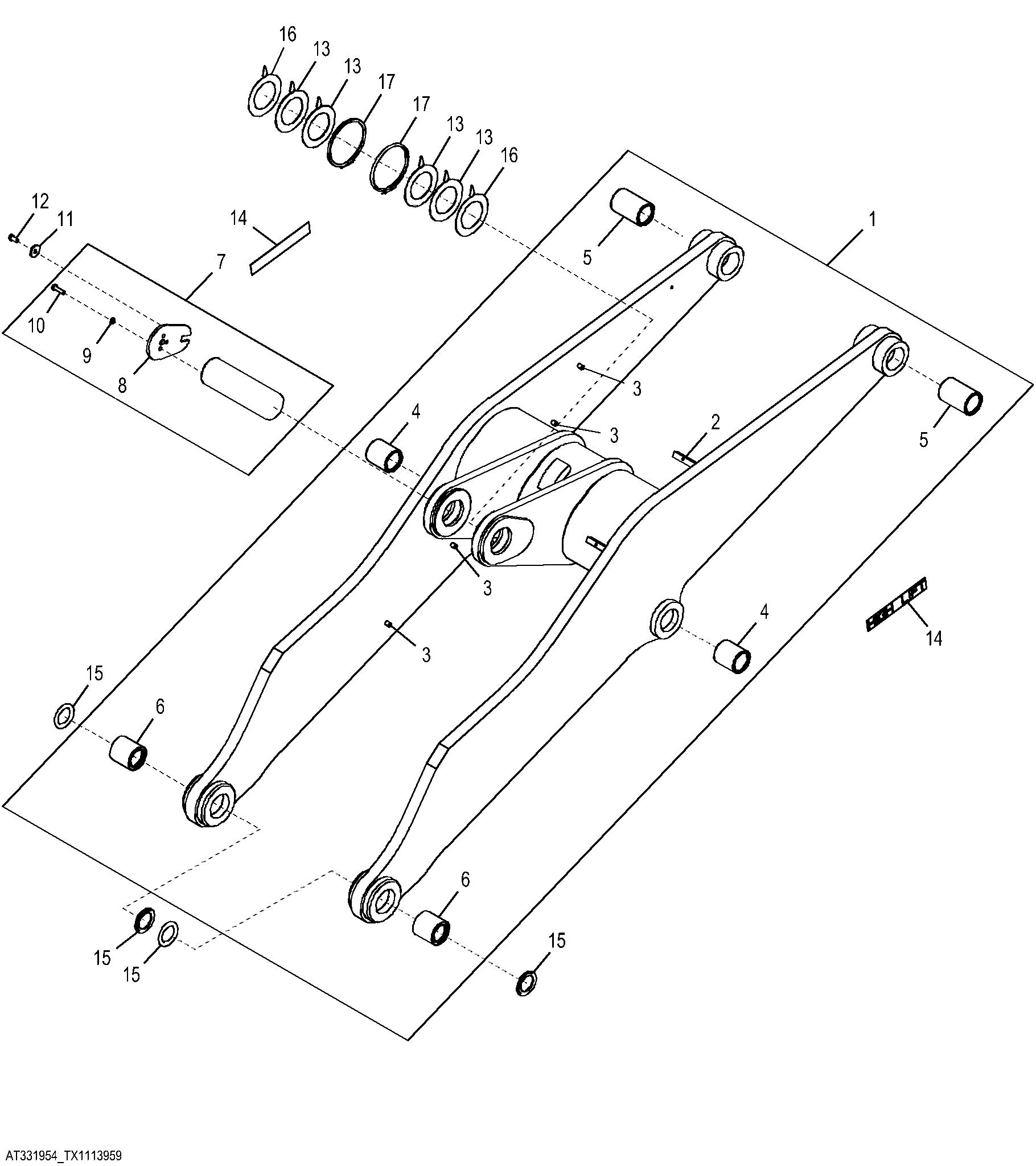 High Lift Loader Boom with NeverGrease™ Pin Joints