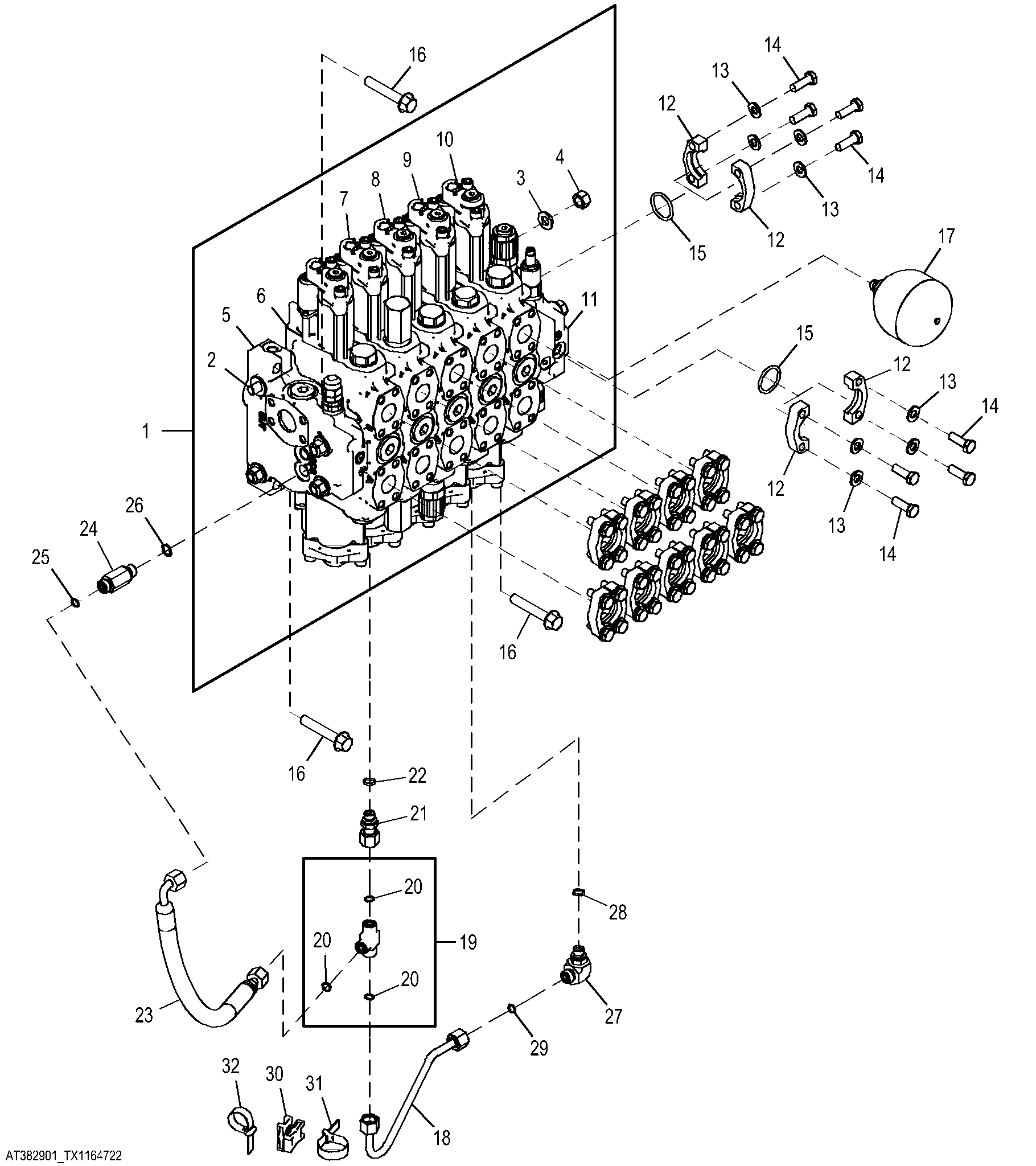 Hydraulic Control Valve, 5-Spool ( - 302688)