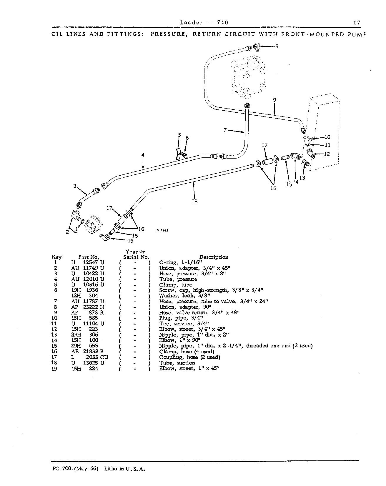 Oil Lines and Fittings: Pressure and return circuit