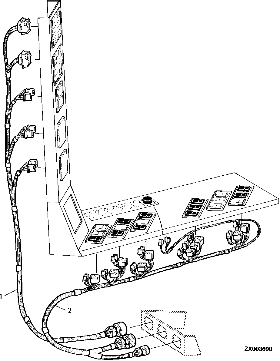 WIRING HARNESS, SWITCH CONSOLE AND INDICATORS