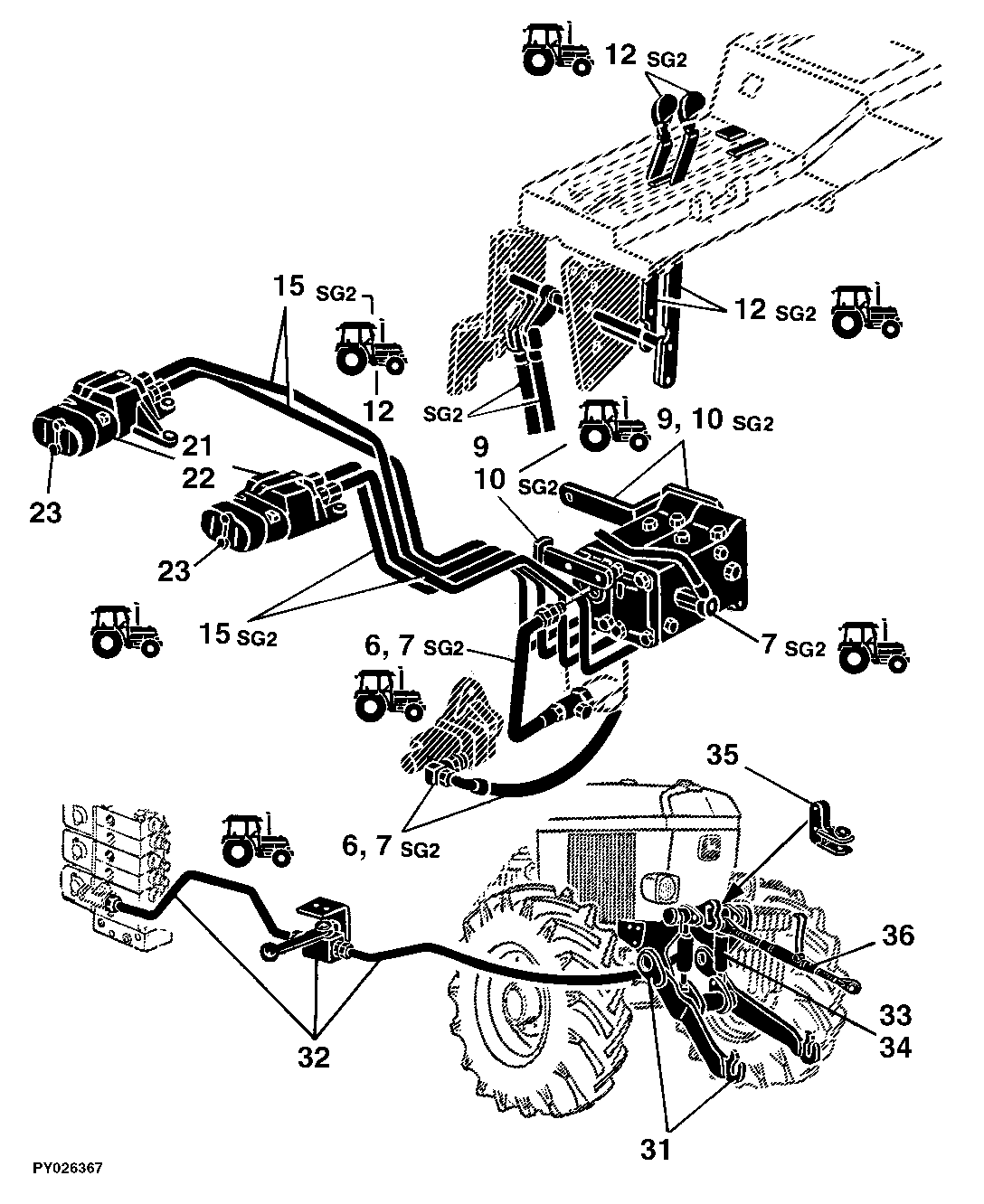 74 SELECTIVE CONTROL VALVES - POPPET TYPE, FRONT HITCH