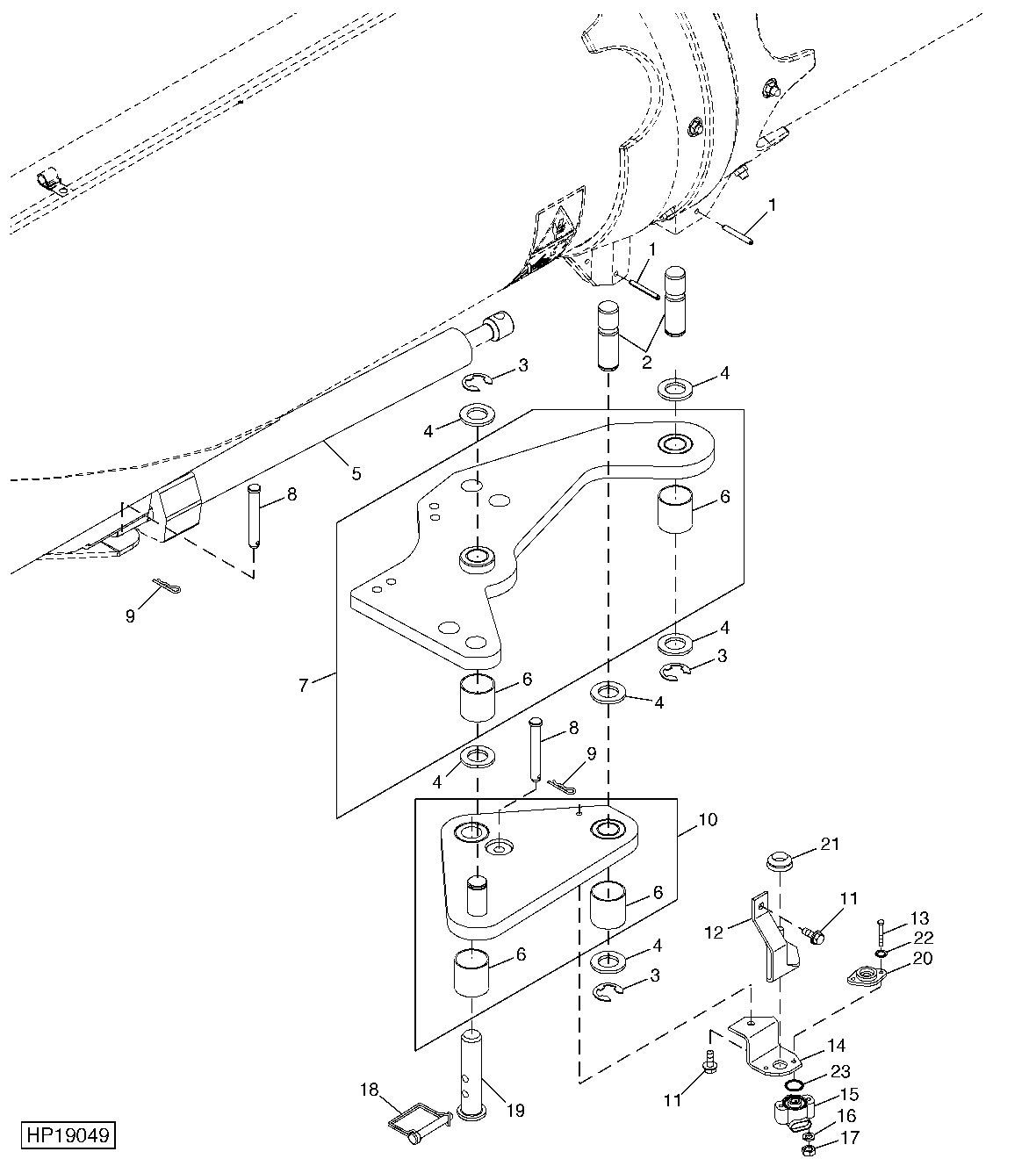Folding Horizontal Unloading Auger Locking Mechanism And Actuator