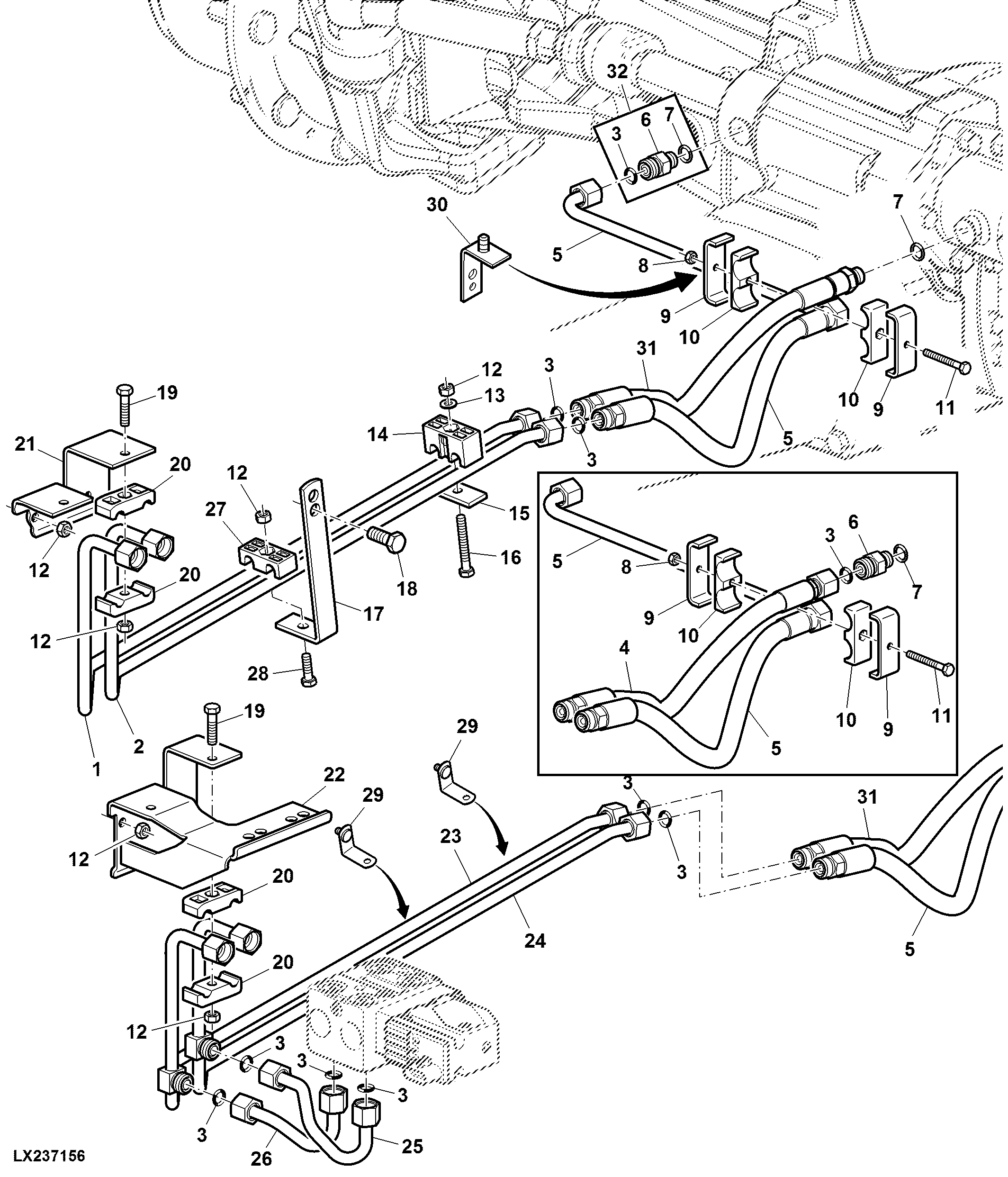 STEERING OIL LINES (WITH MFWD FRONT AXLE 745 / 750)