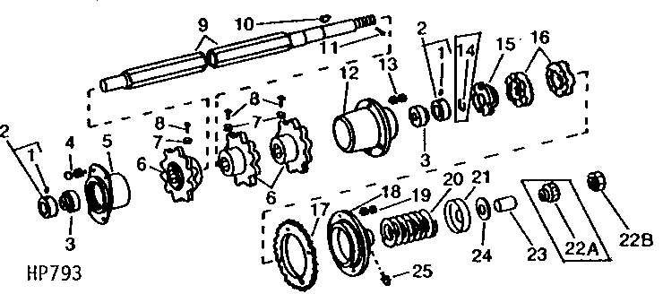 FEEDER HOUSE VARIABLE BELT DRIVE UPPER SHAFT AND SPROCKETS