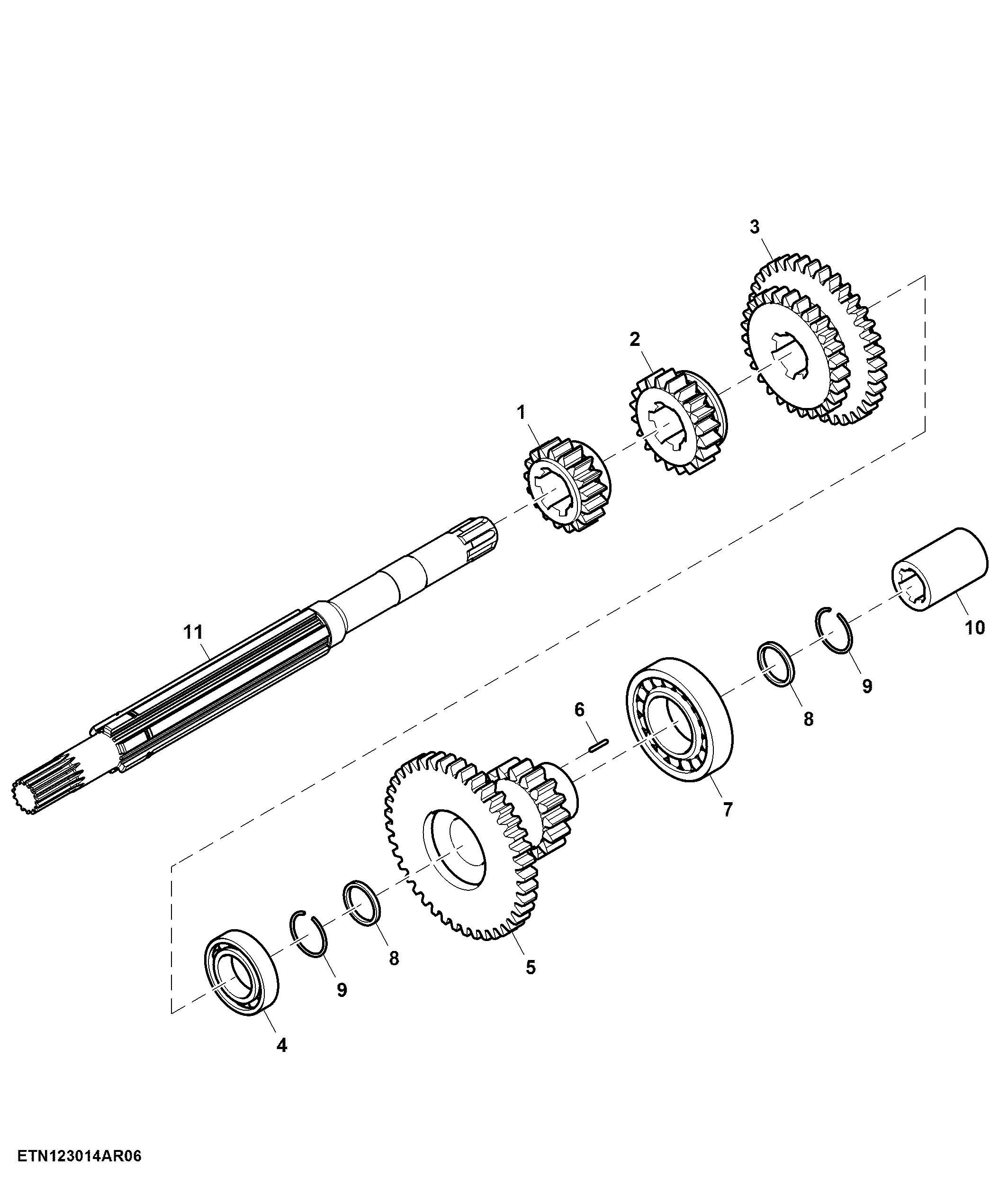Transmission Top Shaft, MFWD, W/ Differential Lock