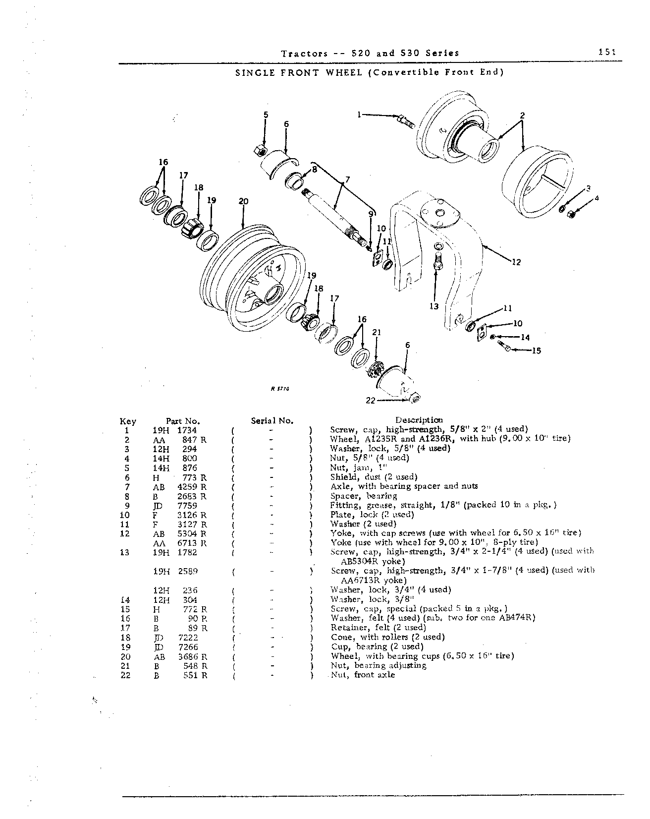 Axle, front Single front wheel