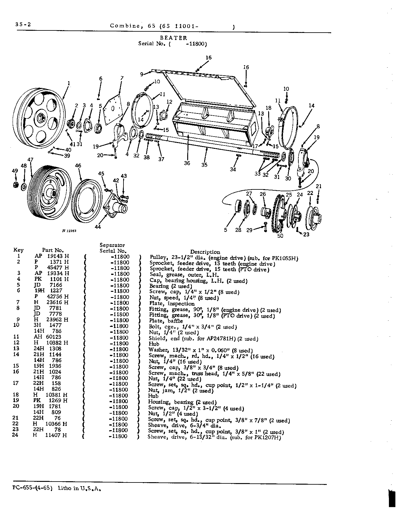 Beater Behind Cylinder, Grain Conveyor Chains, and Bottoms
