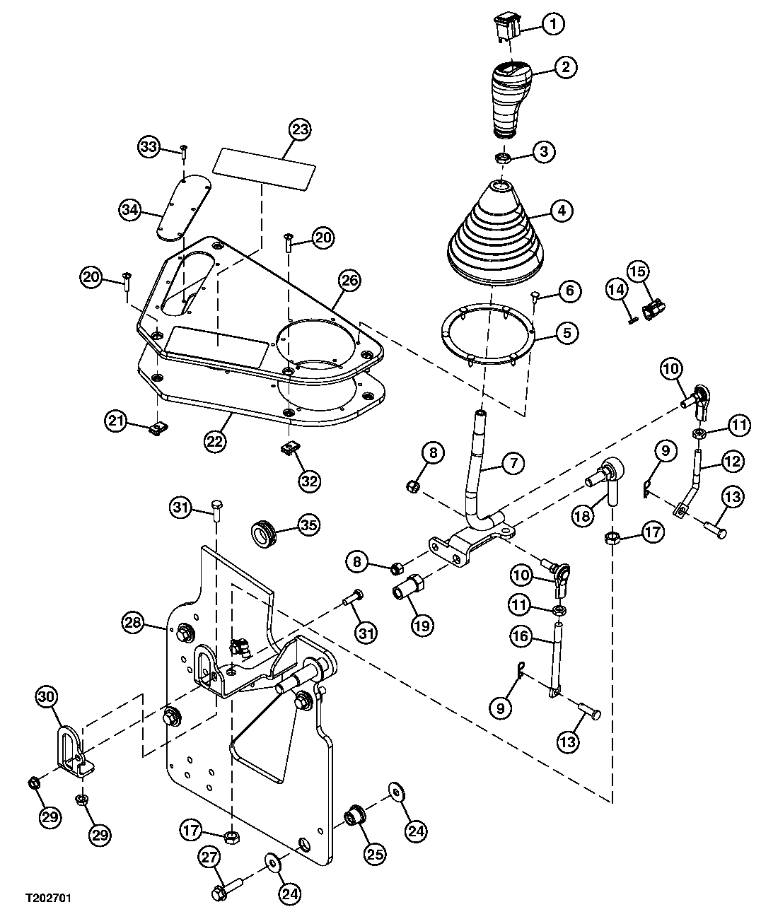 GRAPPLE CONTROL VALVE LEVERS AND LINKAGE (SF) (SN 596700-)