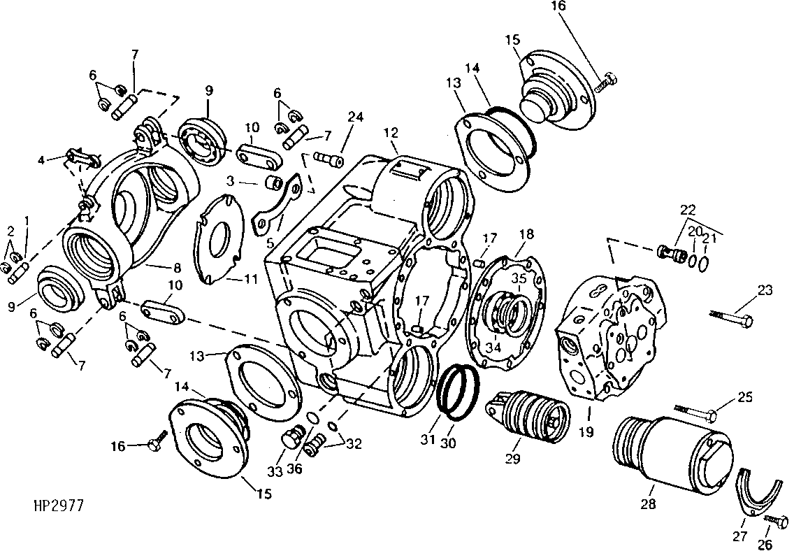 HYDROSTATIC DRIVE PUMP, HOUSING, SWASHPLATE, AND SERVO (VARIABLE DISPLACEMENT) (PLANETARY)