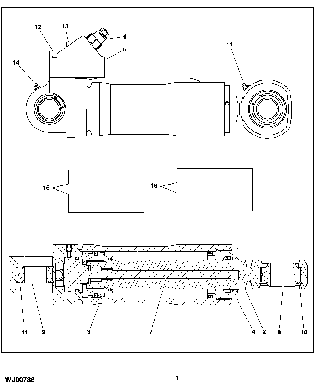 Components, Levelling Cab Hydraulic Cylinder ( - XXXX)