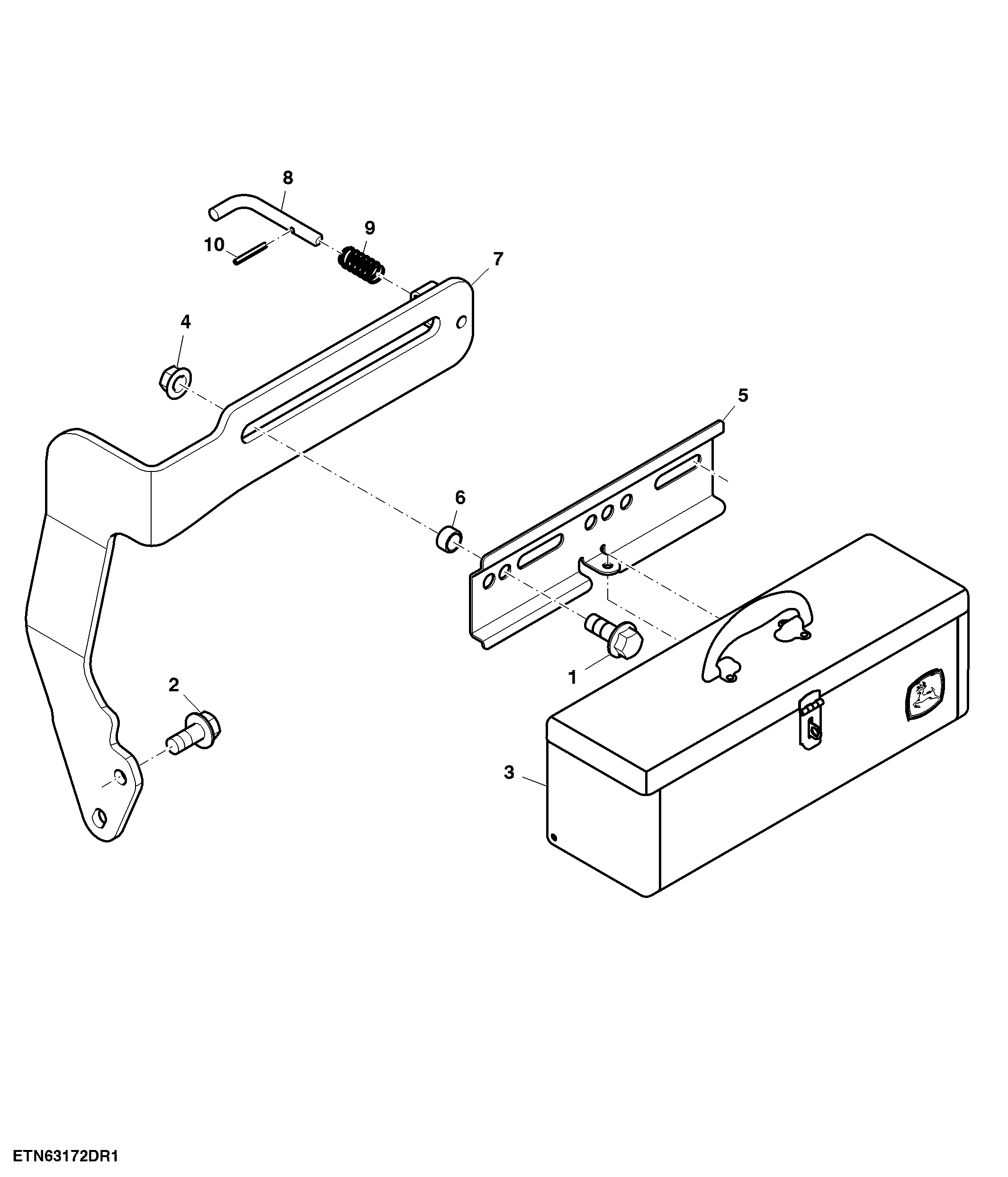 Tool Box and Mounting Parts, W/ Locking Lever,W/ Front Loader