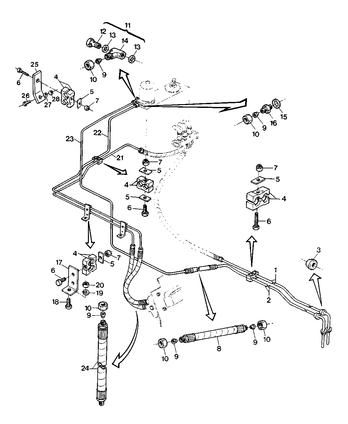 HYDRAULIC LINES - VALVE, PRESURE, RETURN, CONTROL VALVE, RESERVOIR