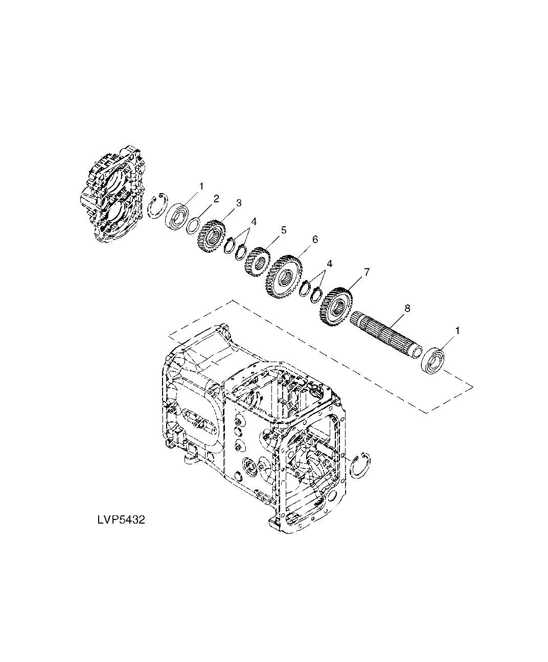 Transmission Top Shaft And Gears, Yanmar ( - 460999)