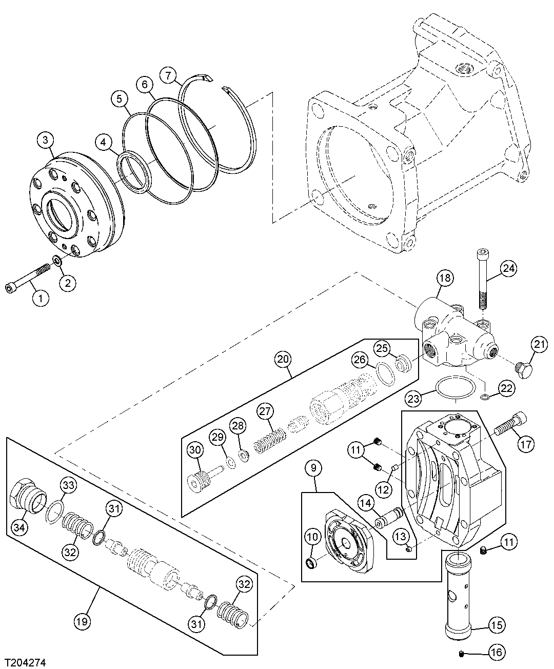 HYDROSTATIC MOTOR SWASH PLATE AND RELIEF VALVES
